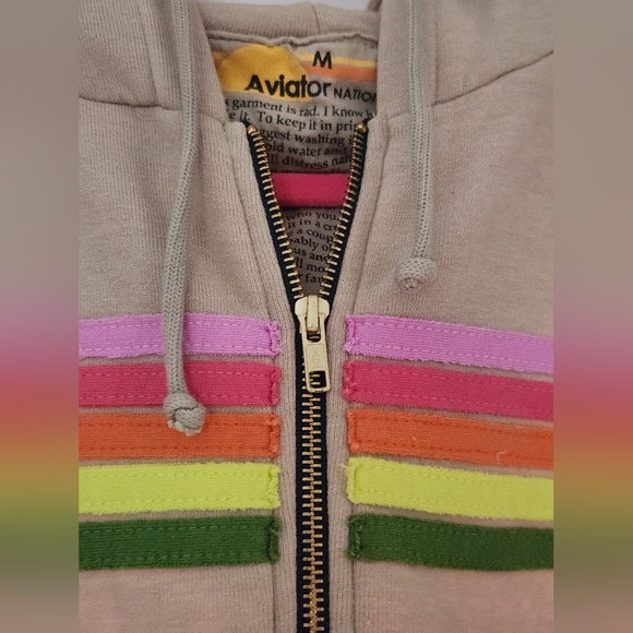 Aviator Nation Pants - Aviator Nation Tan Jogger Set with Neon Rainbow Stripes